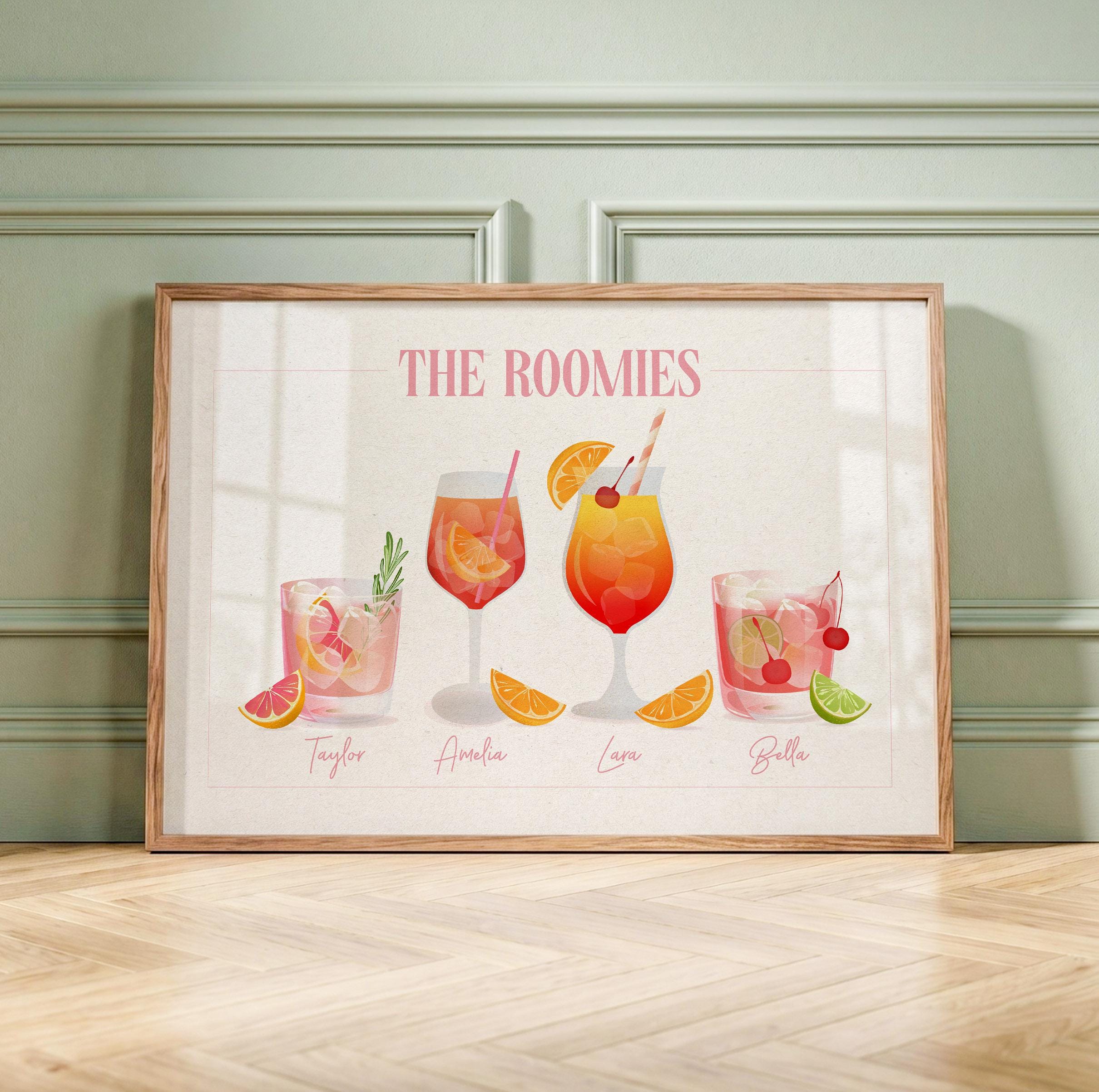Custom Roommates Cocktail Drink Print: Personalised Dorm Room