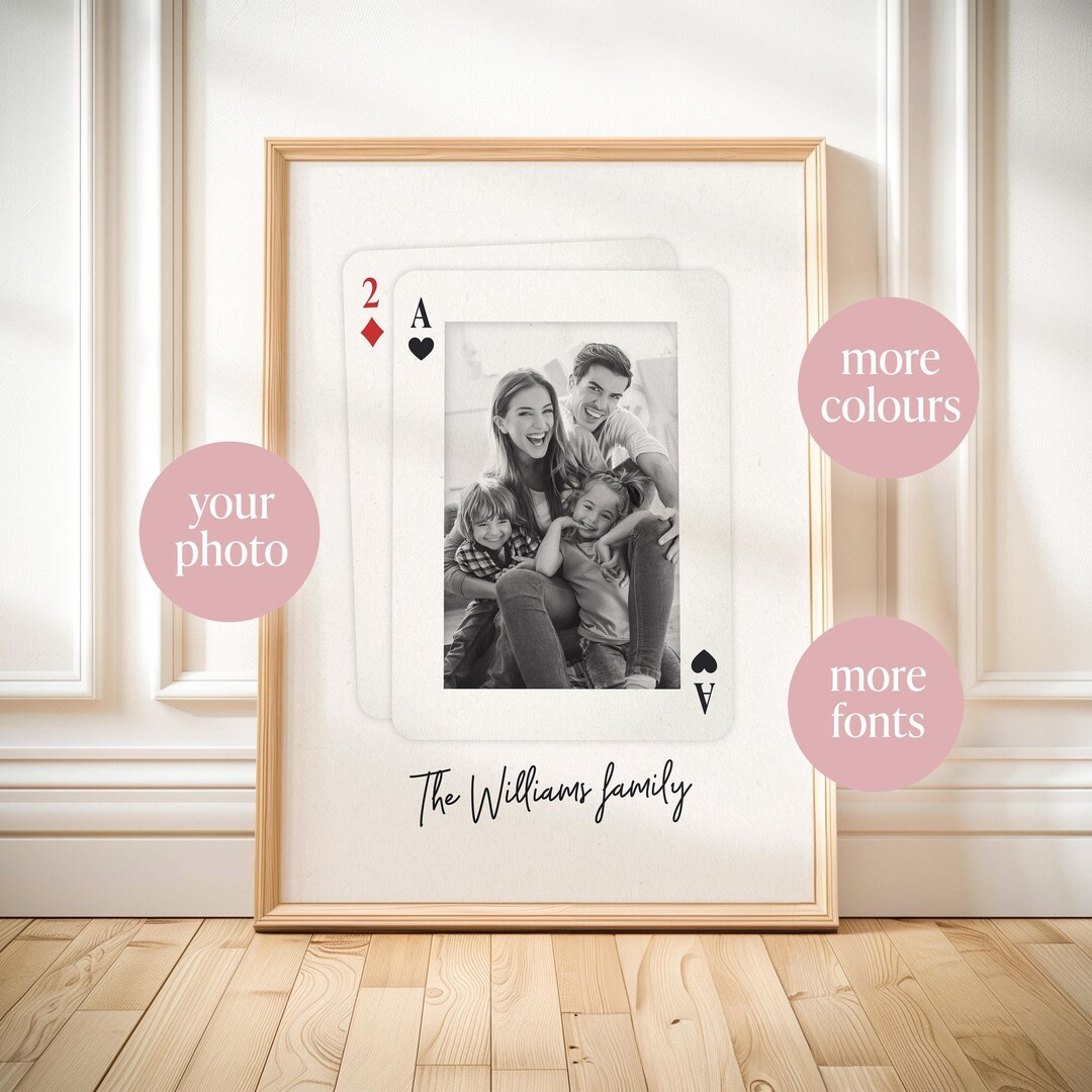 Custom Family Photo Playing Card Print: Personalized Keepsake (digital ...