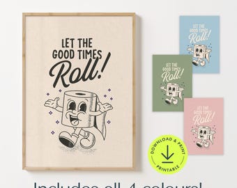 Funny Bathroom Print: Retro Toilet Roll Art (Digital Download)