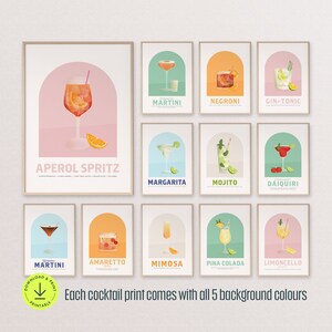 Bunter Cocktail-Druck 12er-Set Bar Warenkorb Galeriewand Retro Cocktail Poster Bar Print Kunst Getränke Wanddekoration Küche Print Bar Schild