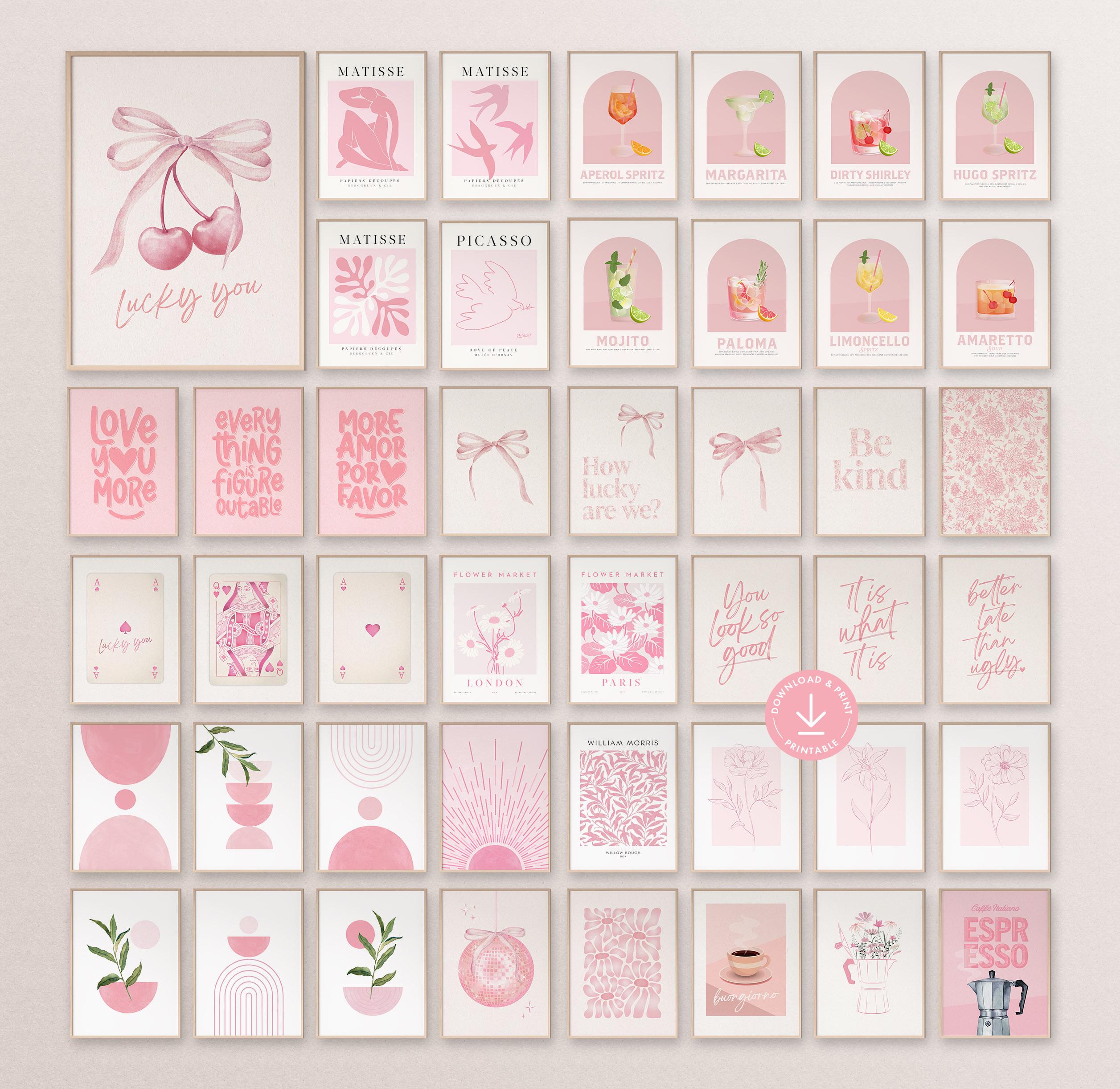 Pink Girl Wall Decor Print Bundle of 45 Pink Wall Art Printable Gallery ...
