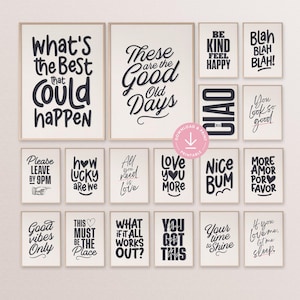 Typography quotes wall art motivational print bundle inspirational quotes for family home aesthetic positive quote art printable affirmation
