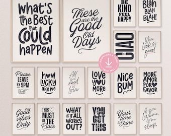 Typography quotes wall art motivational print bundle inspirational quotes for family home aesthetic positive quote art printable affirmation