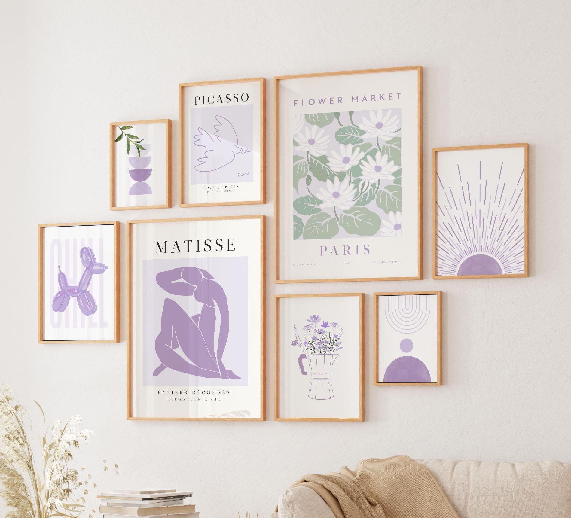 Purple Gallery Wall Art Set: Boho Prints, Dorm Decor (digital