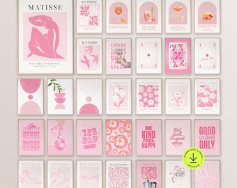 Pink Wall Art Print Set: Cocktail, Matisse, Cowgirl (Digital Download)