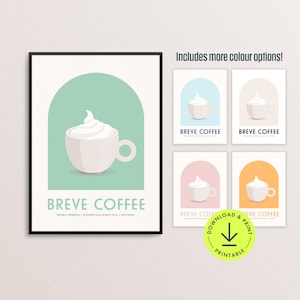 Breve Coffee プリント ミニマリスト コーヒー アート 印刷可能 コーヒーショップ プリント キッチン コーヒー プリント カフェ コーヒー バー デコレーション コーヒー ステーション コーヒー カート