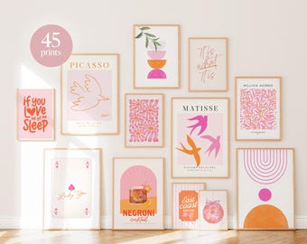 Pink & Orange Gallery Wall Art Set: 45 Prints (Digital Download)