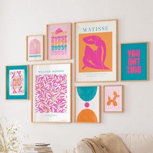 Kleurrijke dopamine decorprint set van 35 afdrukbare galerijset barwagen decor trendy cocktailprints preppy matisse posters cowgirl print