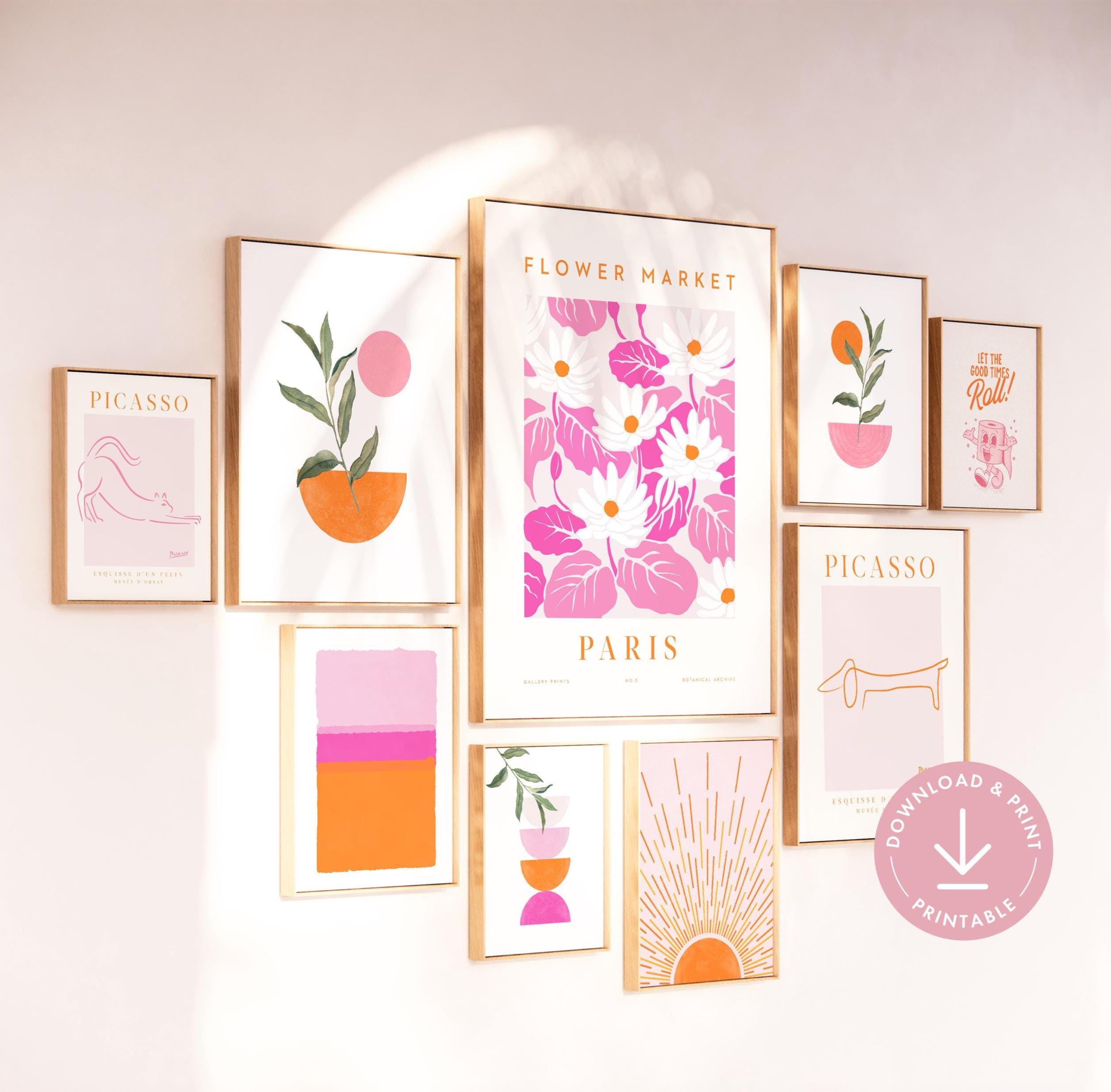 Pink \u0026 Orange Print Set: 45 Printable Gallery Wall Art, Preppy Living Room  Wall Decor (digital Download) - Etsy, image size:2512x2468