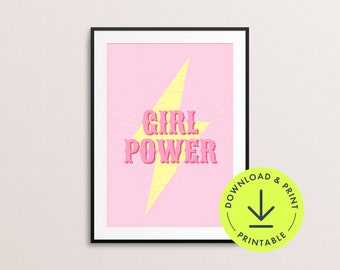 Impresión de dormitorio de chica con poder de moda, impresión rosa imprimible, arte de cita, póster de chica adolescente, decoración de dormitorio adolescente, impresión de guardería para niñas, decoración femenina