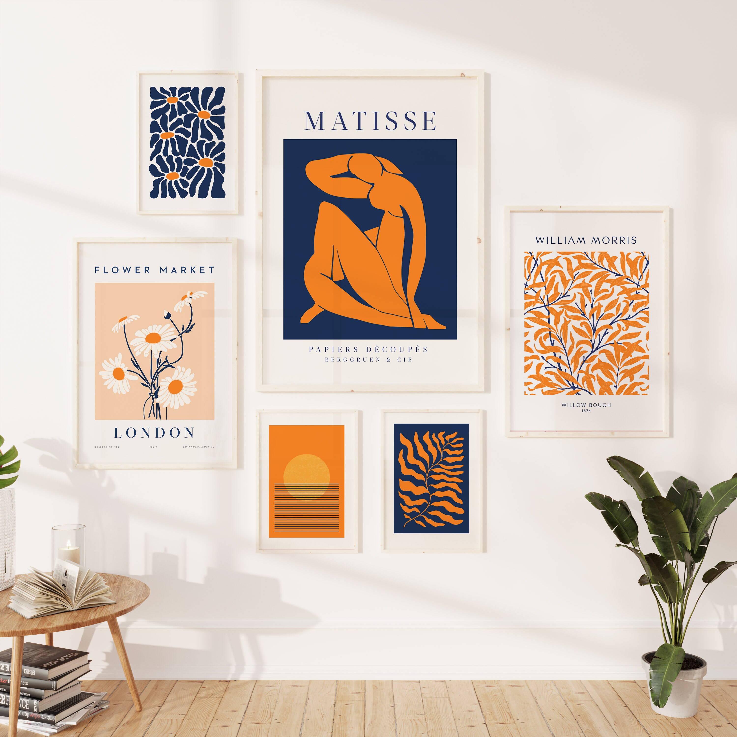 マティス・ピカソ アートプリントセット：オレンジネイビーギャラリー