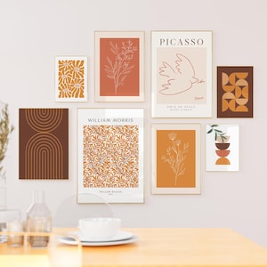Burnt orange & brown wall art print bundle of 32 printable earth tone art gallery set mid century modern abstract art Boho terracotta print