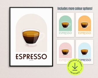 Espresso Coffee Print: Minimalist Coffee Bar Art (Digital Download)