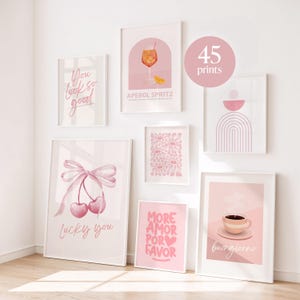 45 pink print set printable mega bundle pink poster girl room decor girly wall art pink cocktail posters flower print pink coquette bow art