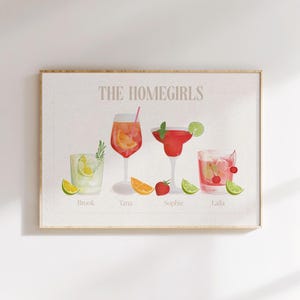Custom roommates cocktail drink print: Personalised dorm room decor college apartment name sign best friend gift (digital download) image 13