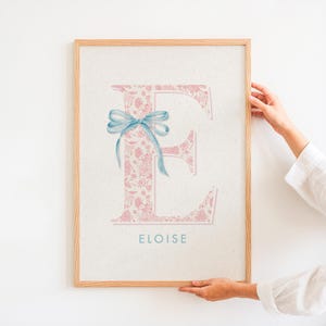 Personalized Floral Initial Nursery Print: Chinoiserie Bow Decor ...