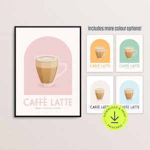Latte print coffee lover gift printable coffee bar decor coffee shop print kitchen coffee print cafe decor coffee station coffee aesthetic