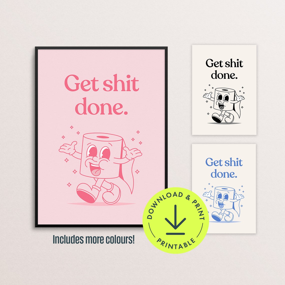 Funky Bathroom Art Funny Printable Bathroom Wall Art Trendy - Etsy UK