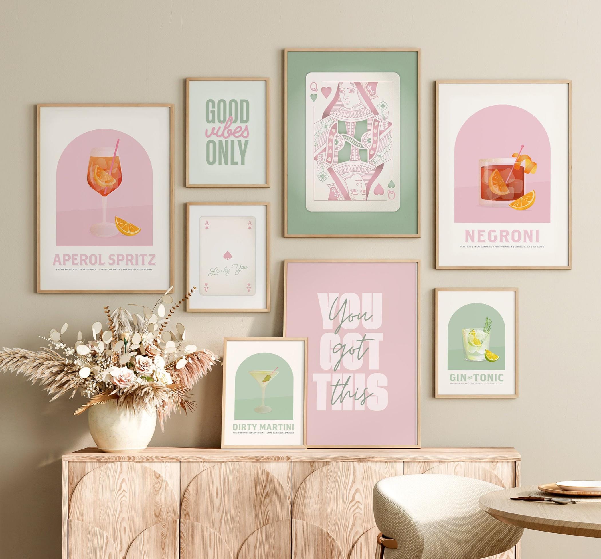 Blush Pink & Sage Green Gallery Wall Art Set (digital Download) - Etsy