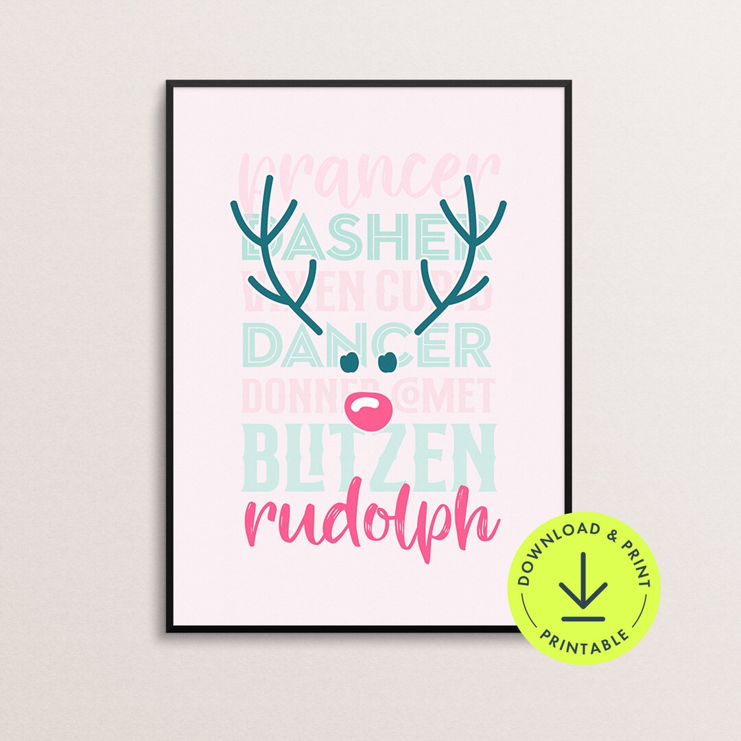 Niedliche Weihnachts Druck Rentier Namen Wand Kunst Rentier - Etsy.de