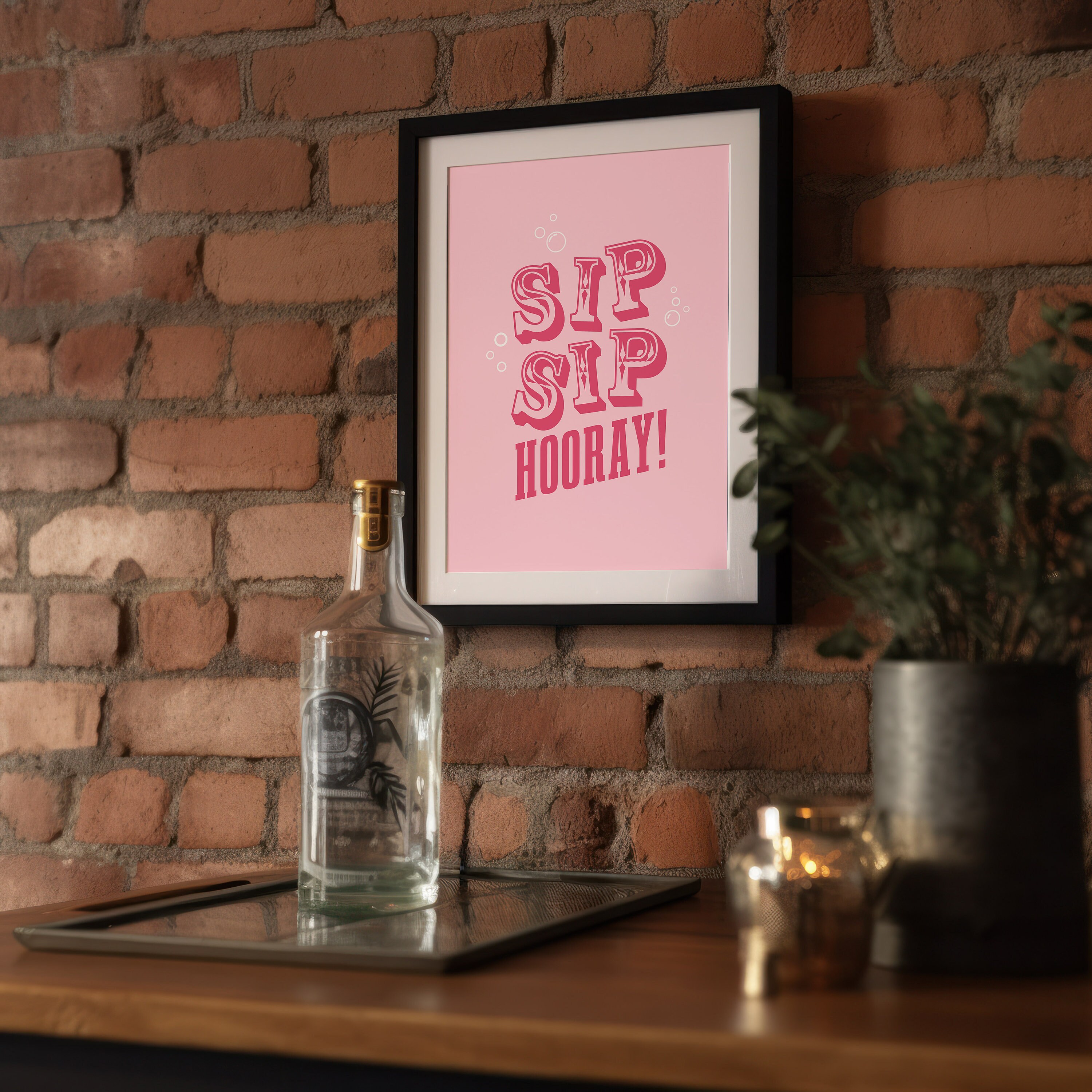 Cute Pink Alcohol Quote Bar Print Celebration Wall Art Printable Bar
