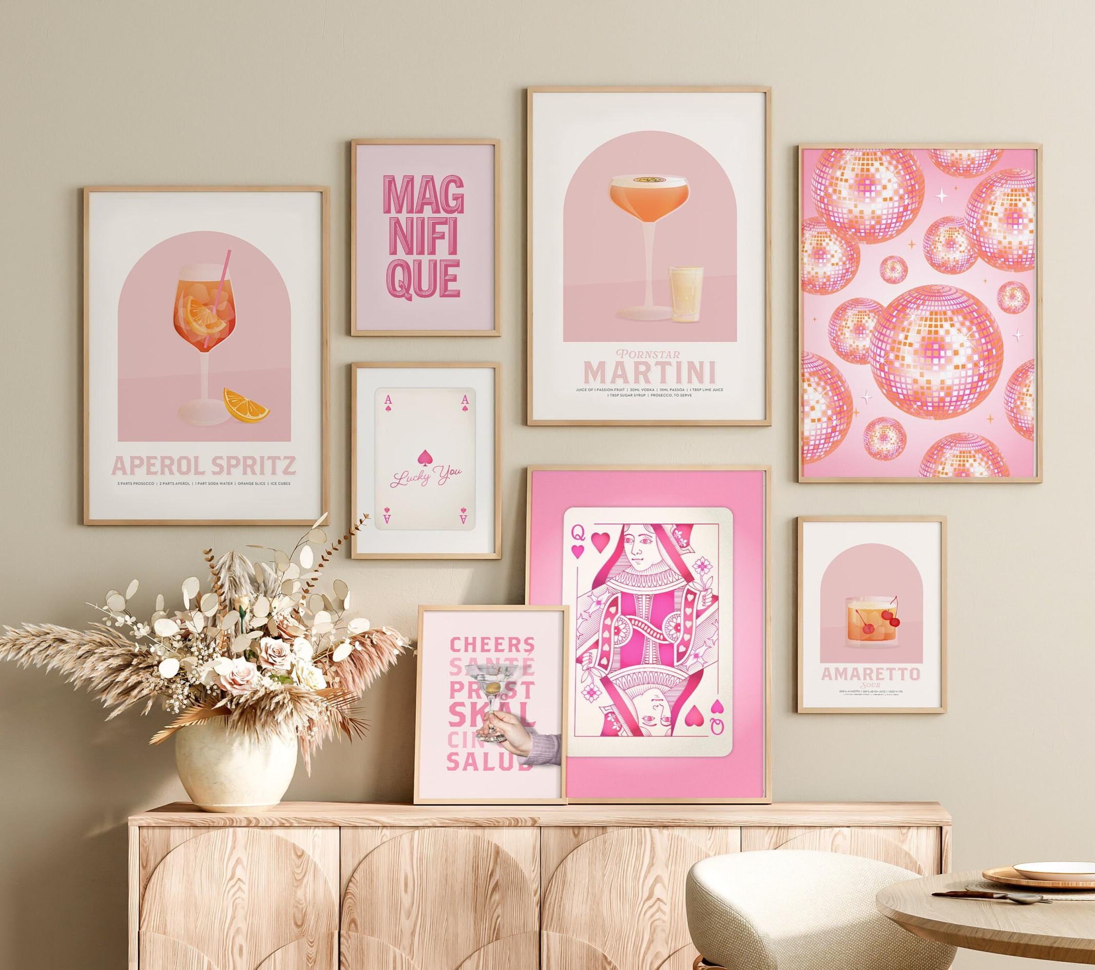 dzxnouart 4 stampe artistiche da parete rosa alla moda, poster con