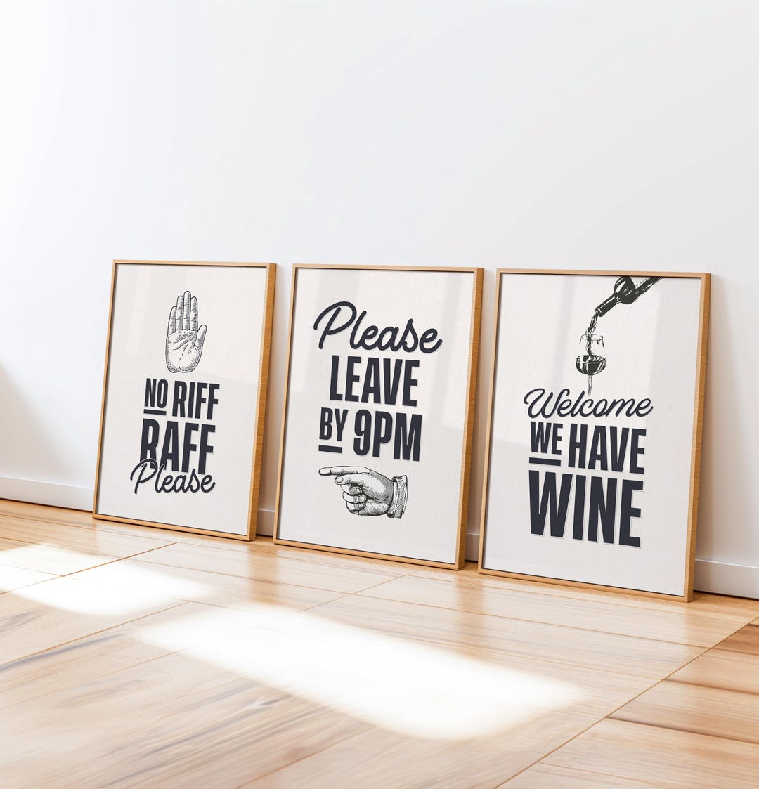 【段ボールペイント】Do you have words to leave? Funny Retro Entryway Print Set: Humorous Hallway Wall Art (digital