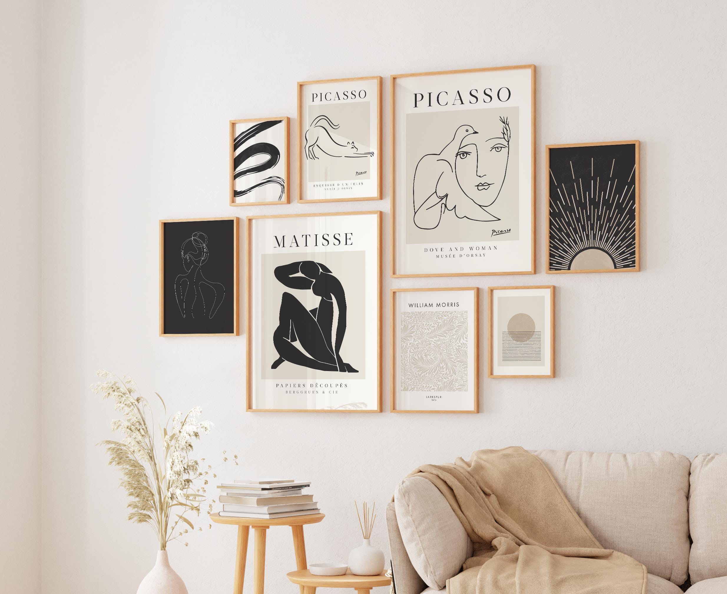 Galerie-Wandkunst-Set Picasso/Matisse, 40x60 Cm, Leinwanddruck, Orange/schwarz, Modern