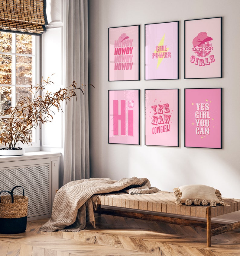 Pink quote wall art print bundle printable pink gallery wall set