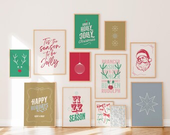Set of 25 Christmas Print Gallery Wall Art (Digital Download)