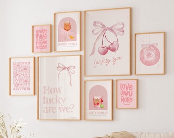 Pink Wall Art Set: Preppy Coquette Dorm Decor (Digital Download)