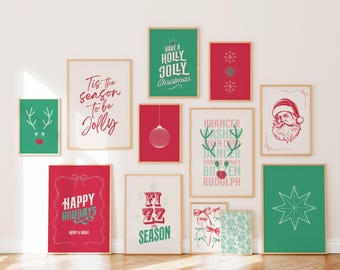 Christmas Wall Art Prints Set: Printable Holiday Home Decor (Digital Download)