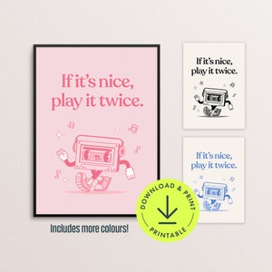 Retro Musik Poster lustige druckbare Musik Wand Kunst trendige Musik Poster druckbare Play it zweimal Musik Zitat Druck Musiker Geschenk Musik Raum Kunst