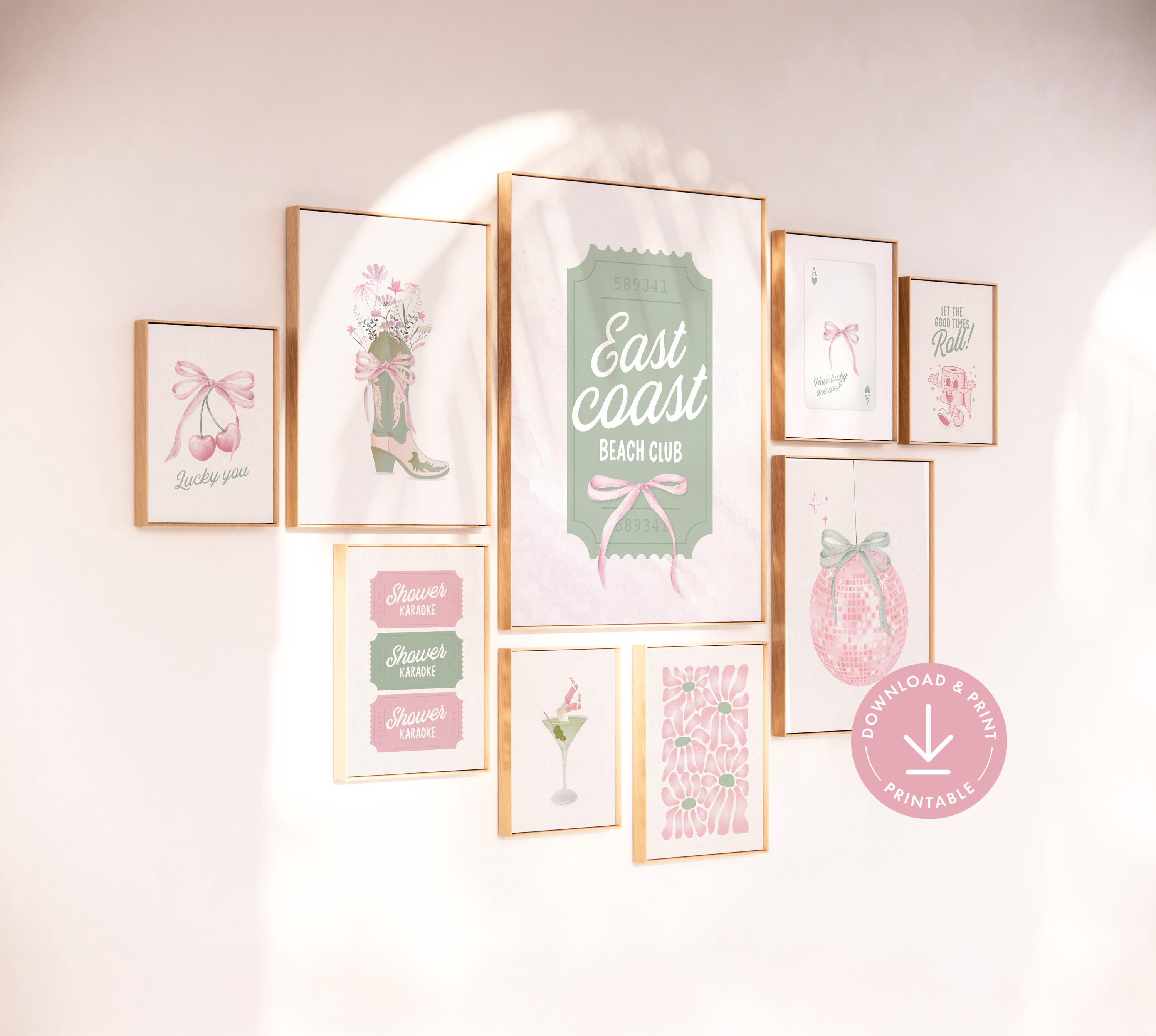 Pink & Sage Green Wall Art Print Set: Coastal Cowgirl Room Decor ...