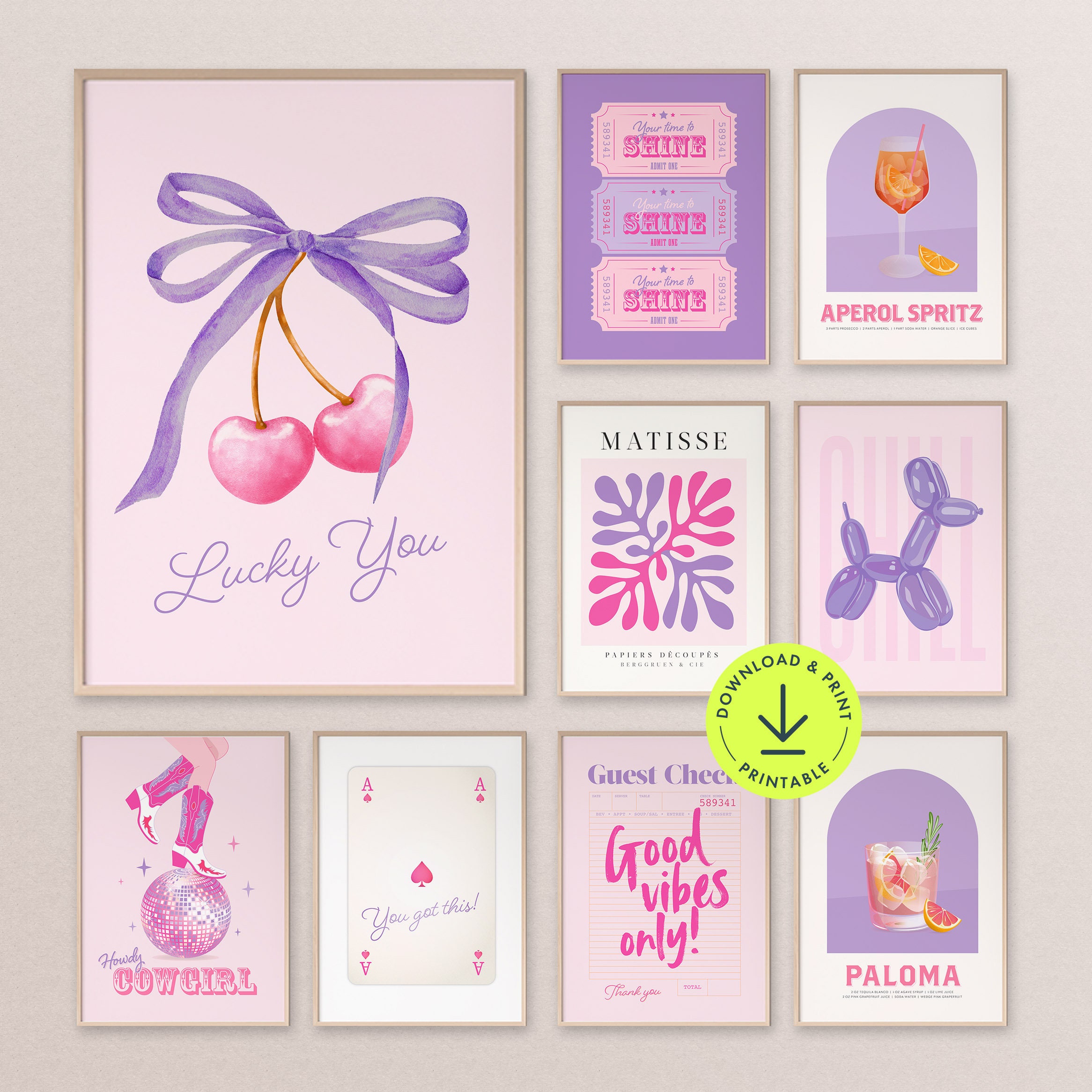 Stampe artistiche da parete preppy alla moda, decorazioni per