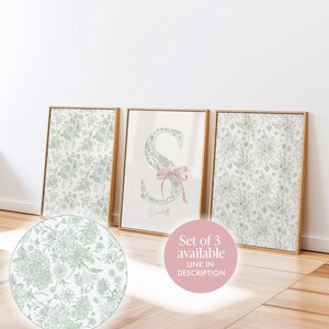 Personalized Floral Initial Nursery Print: Chinoiserie Bow Decor ...