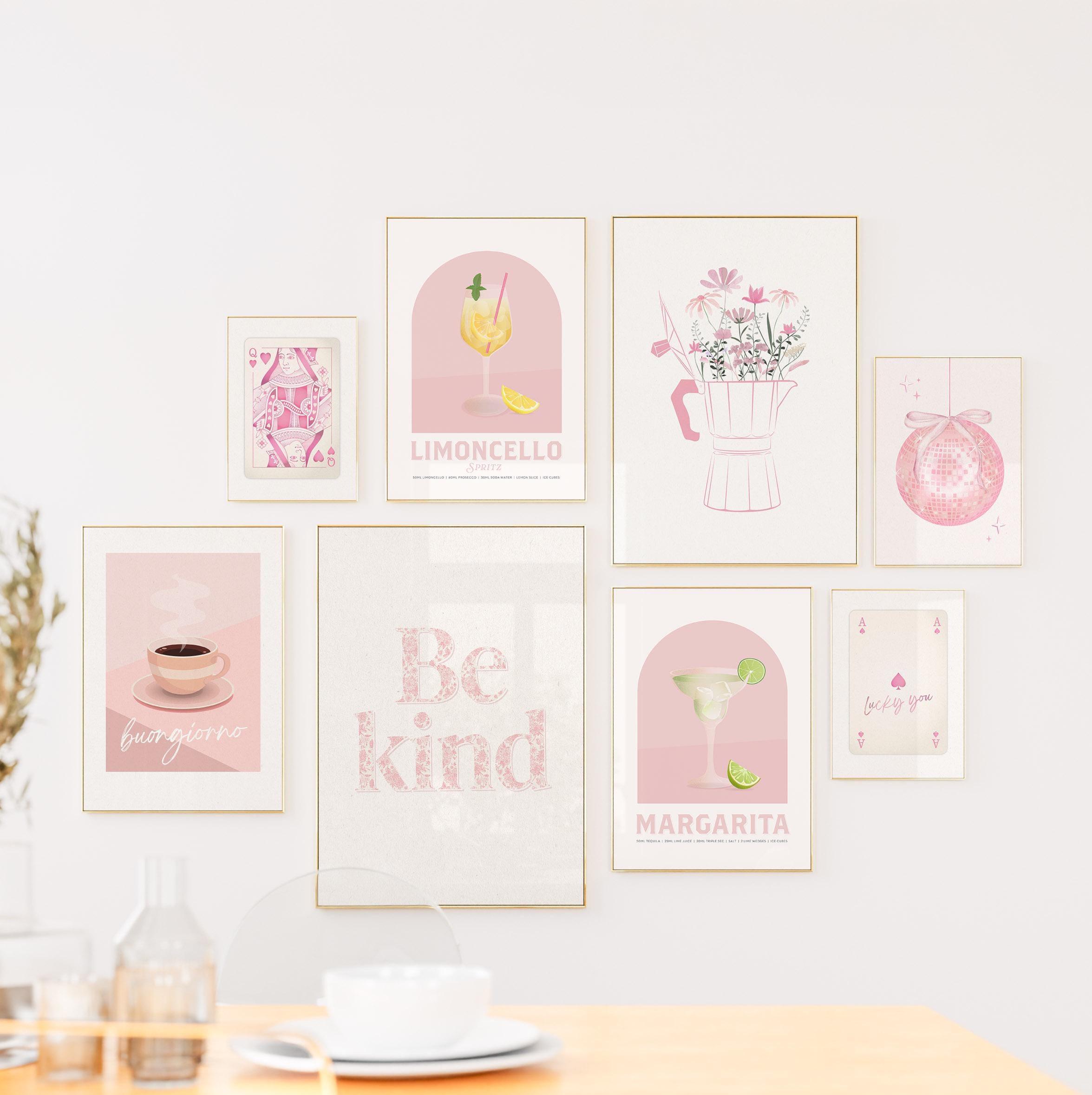 Pink Wall Art Print Set: Boho Gallery, Teen Girl Room Decor (digital ...