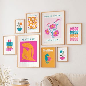 Summer wall art print set of 32 printable bundle summer party decor dopamine decor preppy teen girl dorm room poster colourful gallery set