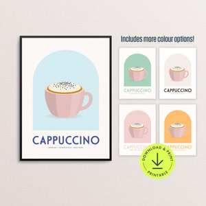 カプチーノプリント コーヒーレシピアート コーヒー美的プリント キッチンコーヒー印刷可能 コーヒーギャラリー壁 コーヒーショップ装飾 コーヒーバープリント