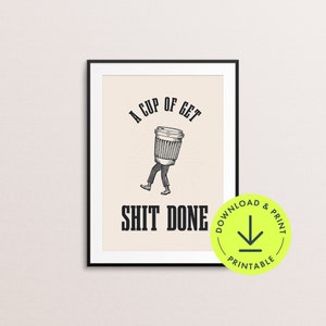 Funny Printable coffee quote print Retro Coffee Wall Art Trendy coffee poster vintage Kitchen decor Coffee Shop coffee bar sign swear print