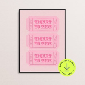 Rosa Ticket Print Rodeo Cowgirl Wand Kunst trendige Fahrkarte Zitat Western-Druck adretter girly Wand Kunst druckbares jugendlich Mädchen Schlafzimmer Plakat