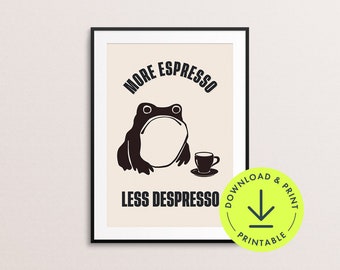 More Espresso less depresso Druck lustige Kaffee Wand Kunst trendiges Kaffee Poster Küchendeko humorvoller Spruch Wand Kunst Wohnheim Zimmer
