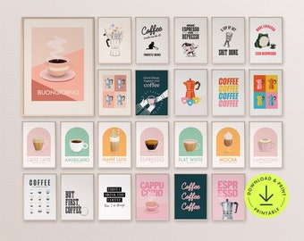 Coffee Prints Gallery Wall Art: Coffee Shop Decor (Digital Download)