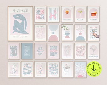 Pink & Gray Gallery Wall Art Set: 35 Prints (Digital Download)
