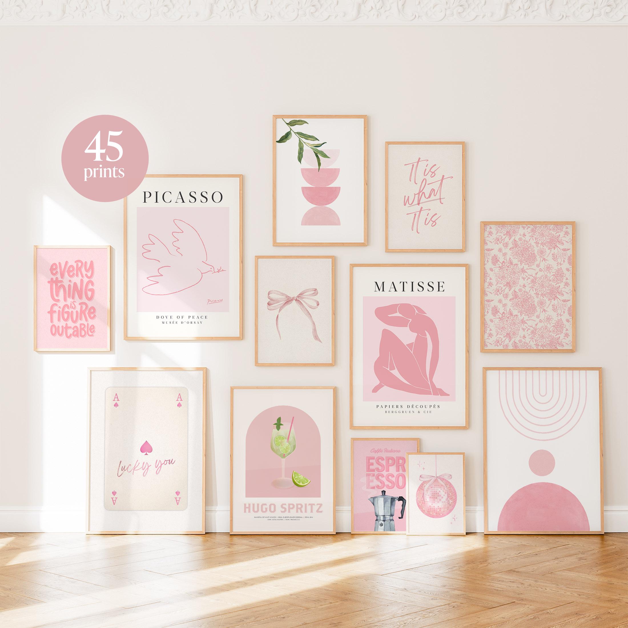 Pink Wall Art Print Set: Boho Gallery, Teen Girl Room Decor (digital ...