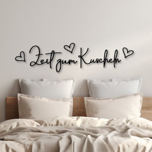 Holz Schriftzug - Zeit zum Kuscheln - Handgefertigt - Schlafzimmer - Dekoration - Wandtattoo - 3D - Spruch über dem Bett