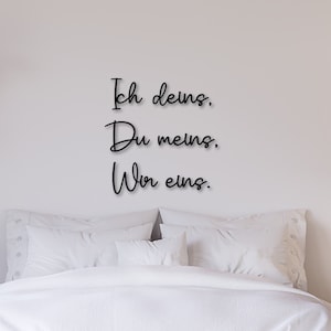 Holz-Schriftzug 3D - Ich deins, du meins, wir eins - Liebevolle Wanddekoration für Verliebte - Schlafzimmer - Dekoration - Romantische Deko