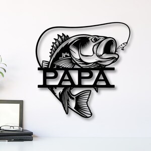 Personalisiertes Wandbild für Angler aus Holz Unvergessliche Geschenkidee für deinen Papa oder Opa Männer Geschenke Fisch Bild 2