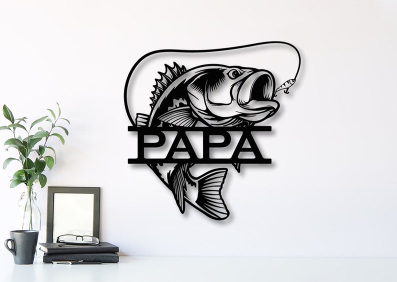 Personalisiertes Wandbild für Angler aus Holz Unvergessliche Geschenkidee für deinen Papa oder Opa Männer Geschenke Fisch Bild 2