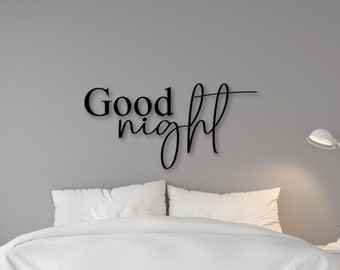 Holz-Schriftzug für die Wand - Good Night - Wanddekoration für Schlafzimmer Wohnzimmer - Schriftzug über dem Bett